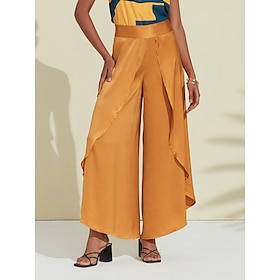 Casual Satin Swing Ruffle High Pants