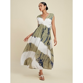 Tie-dye Printed Sleeveless Maxi Dress