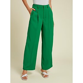 Green Casual Full Length Pants