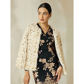 Sequin Feather Elegant Long Sleeve Jacket