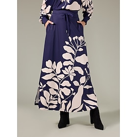 Print Drawstring Adjustable Elegant Skirt